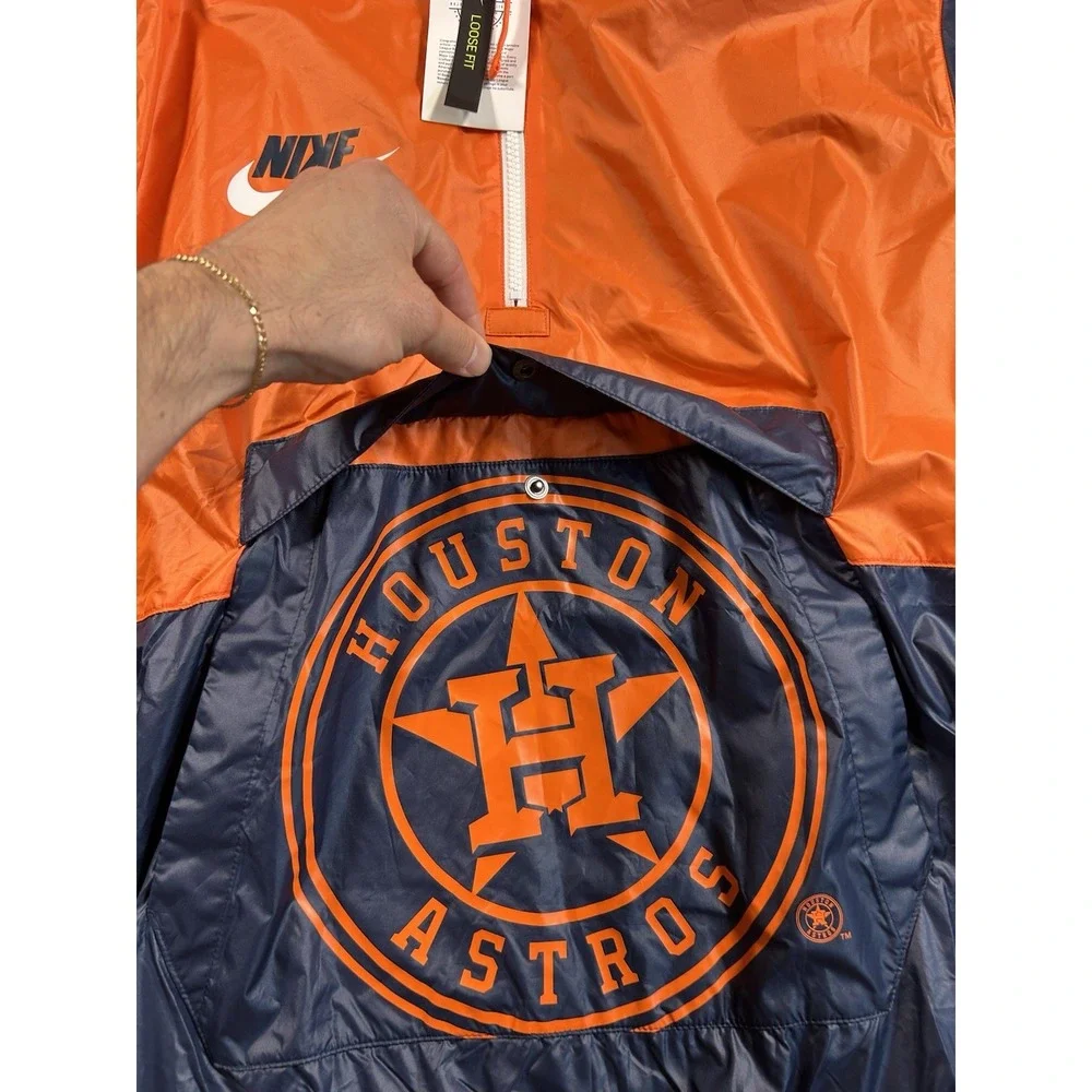 Nike Houston Astros Windbreaker Mens XXL Anorak Half Zip Jacket Hooded Blue NWT